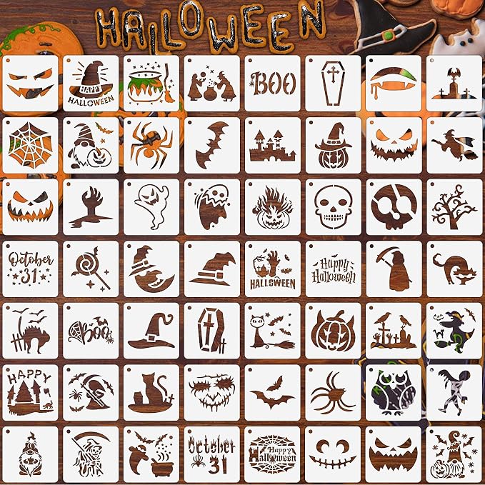 Augshy 56 Pack Small Halloween Pumpkin Stencils by Augshy