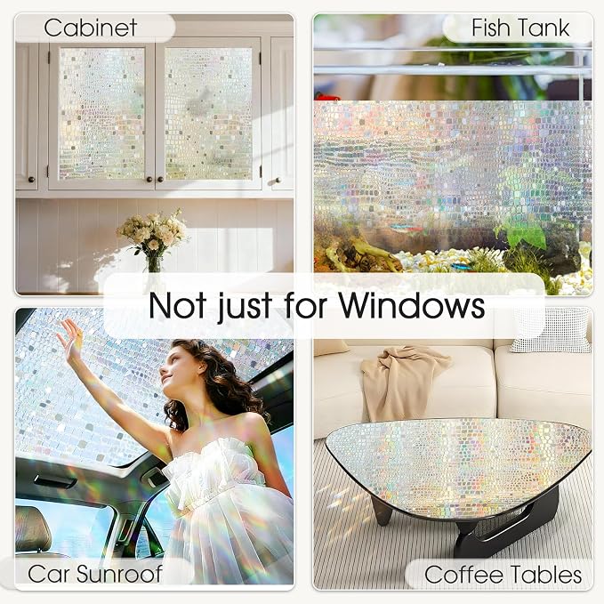 Windimiley Window Privacy Film 3D Rainbow Static Clings Bathroom Stained Glass - Image 7