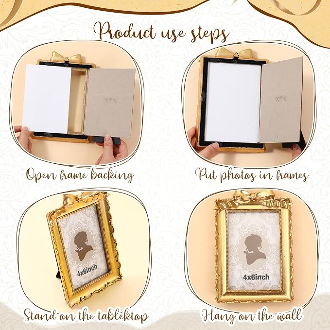 Vicenpal 6 Pcs Tiny Picture Ornate Frames 4 x 6 Inch Small Vintage Oval Picture - Image 6