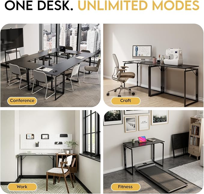 alawooder 39.4" Folding Desk: No Assembly, Wood Top - Image 8