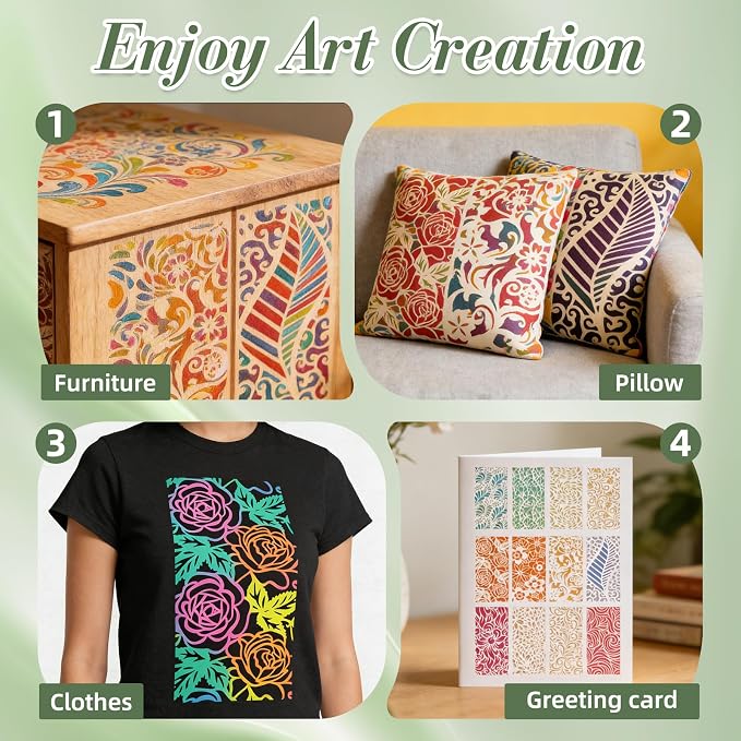 Geometric Texture Stencils for Crafts Reusable 18Pcs Stencils | DIY Art - Image 5