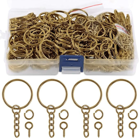 Swpeet 450Pcs Bronze 1" 25mm Key Chain Rings Kit, Including 150Pcs Keychain by Swpeet