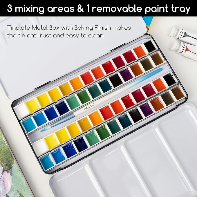 MEEDEN Empty Travel Watercolor Palette: Portable Watercolor Palette Tin - Image 3