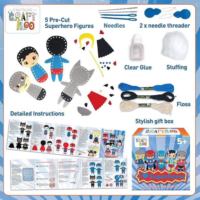 Superhero Sewing Kits for Little Kids 5 Easy Projects for Children Beginners - Image 3