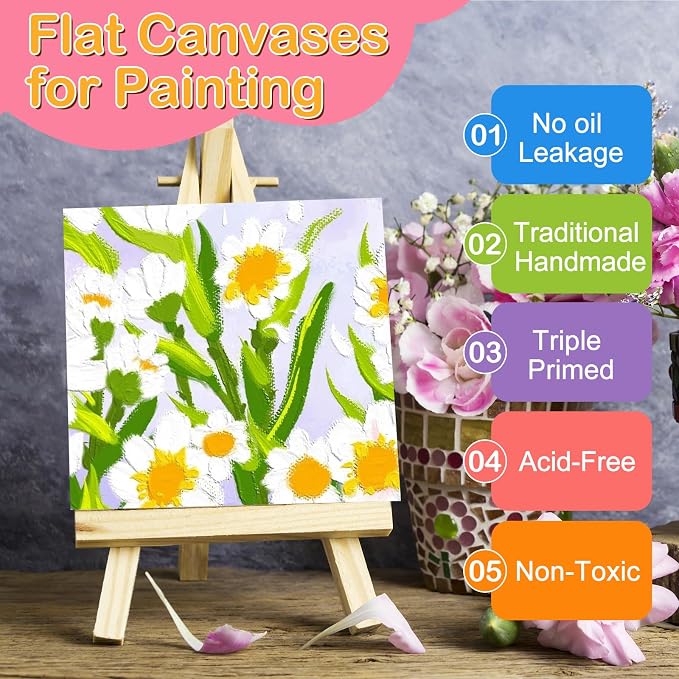 ESRICH 3x3IN Small Canvases for Painting, 42 Pack Mini Canvas Boards Cotton - Image 3