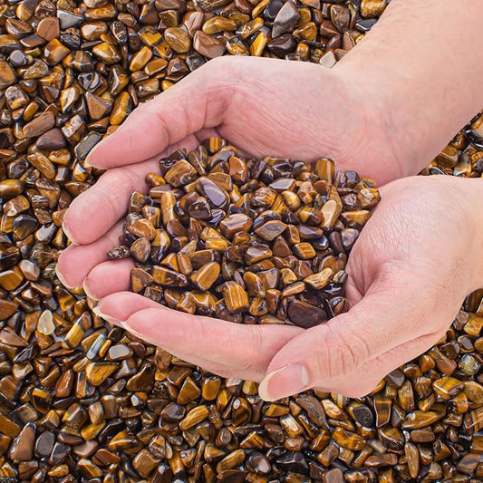 0.5 Lb/230g Crystal Chips Tumbled Polished Natural Tiger Eye Gravel Stones by EZEELAI