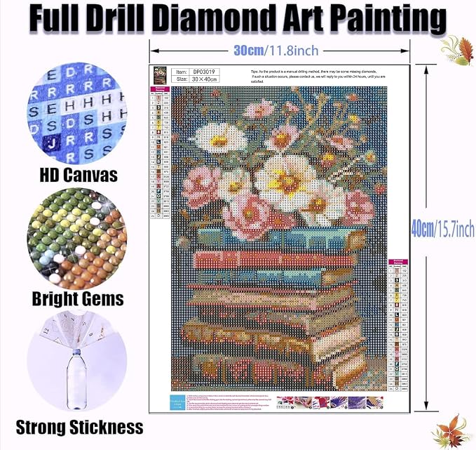 Book Flower Diamond Art Kits for Adults, DIY 5D Diamond Painting Kits for - Image 5