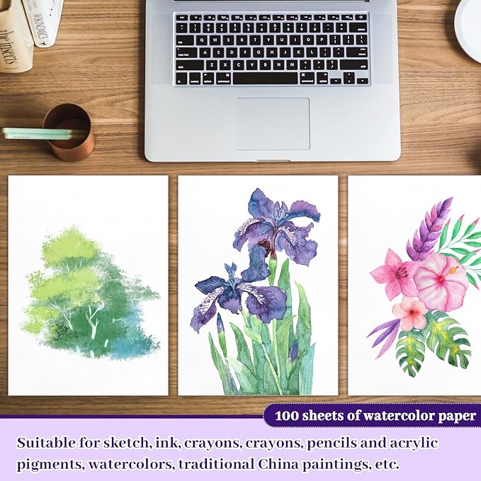 100Sheets Newbested White Watercolor Paper Cold Press Cut Bulk Pack - Image 6
