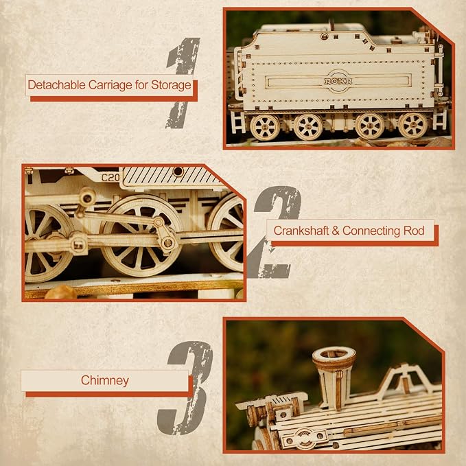 ROKR Model Car Kits Wooden 3D Puzzles Model Building Kits - Image 5