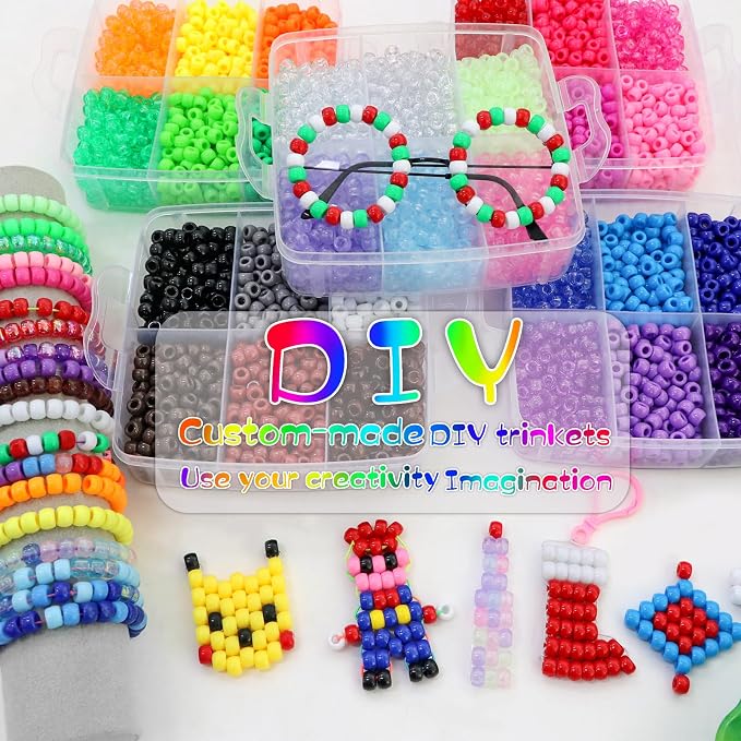5800Pcs Glow in The Dark Pony Beads Bulk, 30 Colors Rainbow Kandi Bead - Image 4