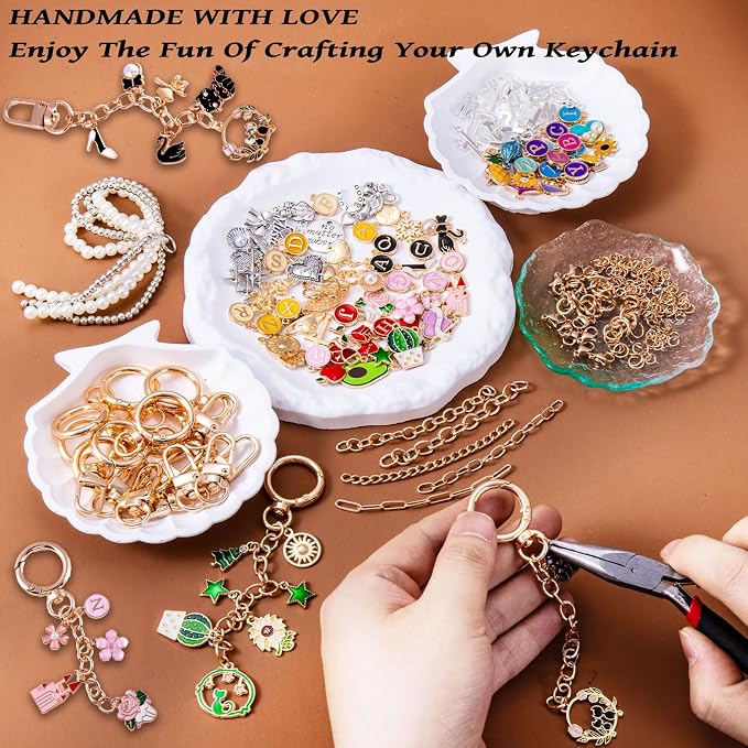 Wurosi 325Pcs Charms Lip Gloss Keychain Making Kit, Including 20 Keychain Clips - Image 5