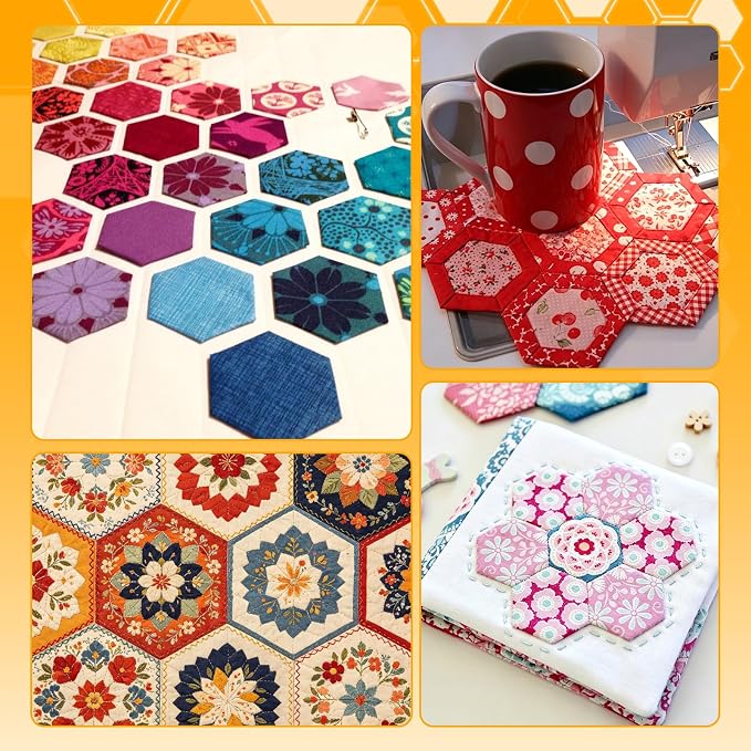 250 PCS 1.5" White Hexagon Piecing Paper Templates, Quilting Templates - Image 4