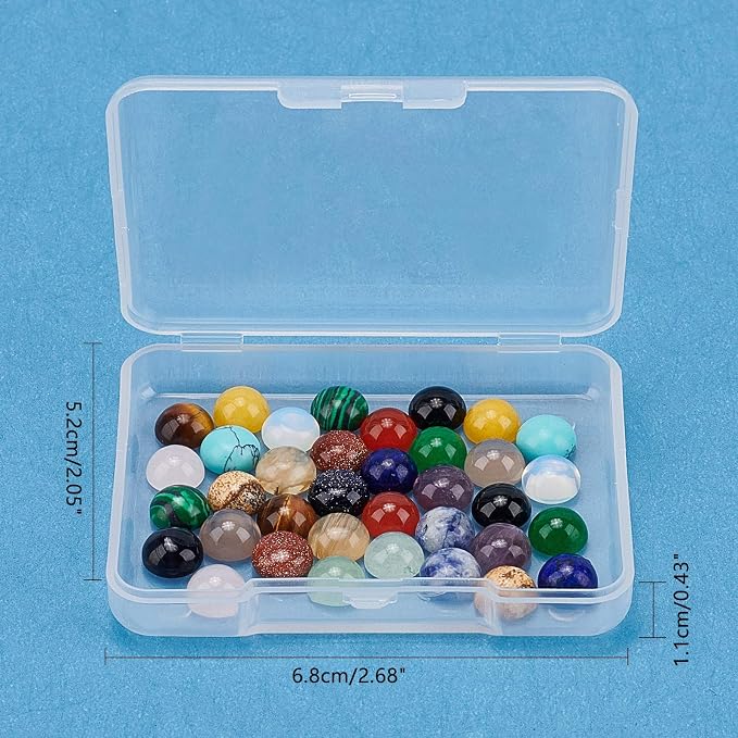 SUPERFINDINGS 36pcs 18 Materals Gemstone Cabochon 8mm Half Round Stone - Image 7