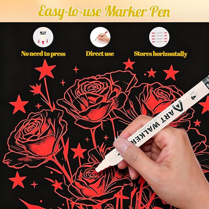 Thboxes Red Paint Markers 10 Pack, Dual Tip Acrylic Paint Pens | Fine & Brush - Image 4