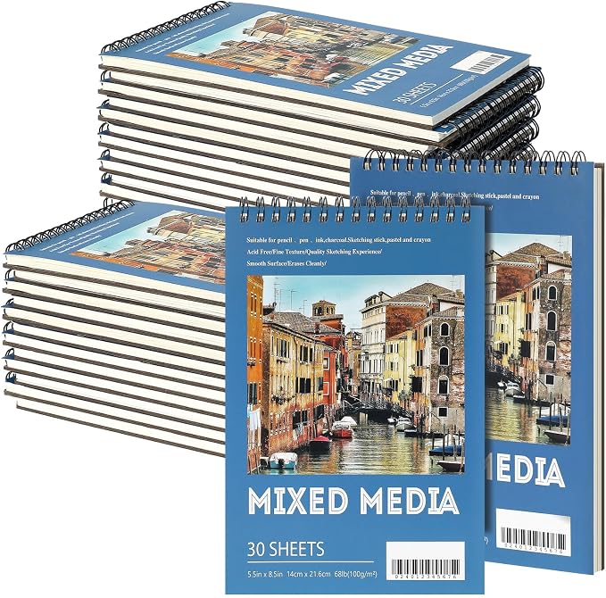 Jexine 40 Pcs 5.5'' x 8.5'' Top Spiral Bound Sketch Book 30 Sheet Each by Jexine