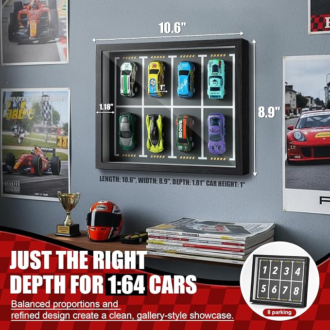 JupDec Magnetic 1:64 Diecast Display Frame, Dustproof Wall Mount or Tabletop - Image 3