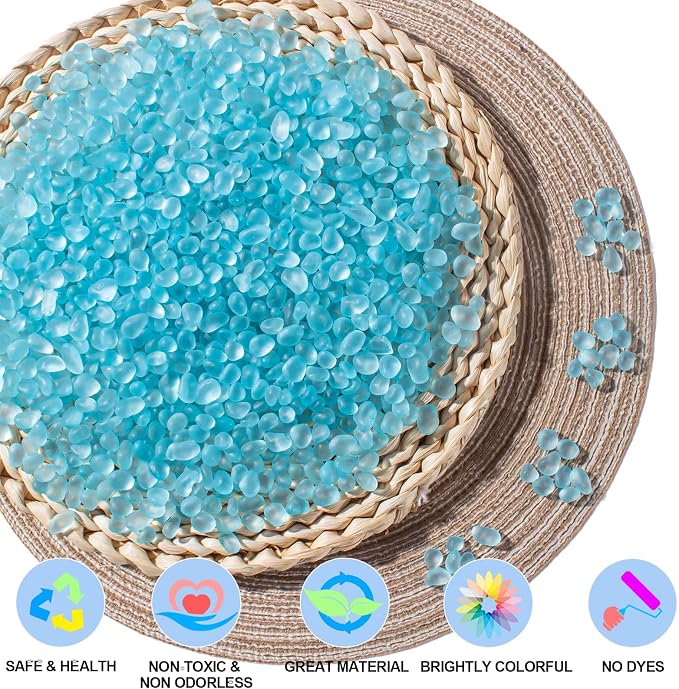 Keedolla Ice Blue Sea Glass Marbles Stones Frosted Glass Pebbles Gemstones - Image 3