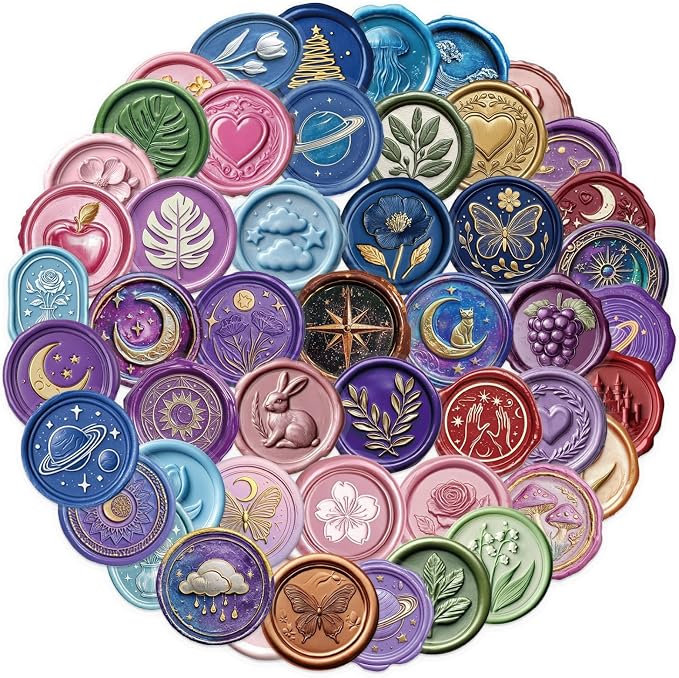 50 Pcs Clear PET Wax Seal Aesthetic Stickers by Unknown