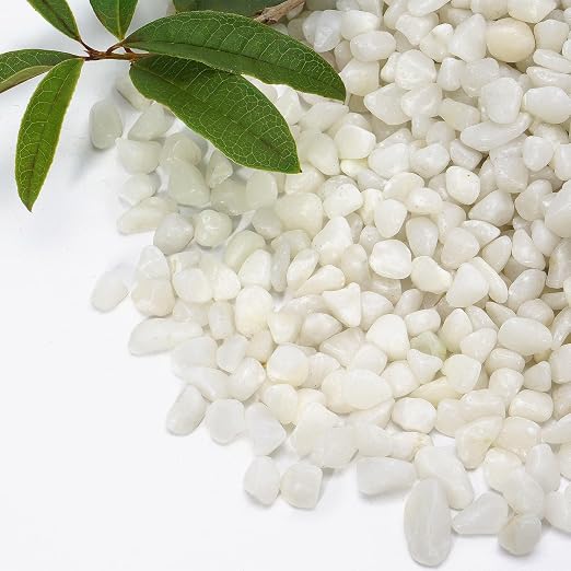 10 lb Natural Polished White Pebbles, 3/8 Inch Decorative White Rocks by RUOJAS