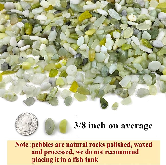 FANTIAN 2 lbs Jade Rocks for Plants Indoor, 3/8 inch Small Pebbles for Indoor - Image 2