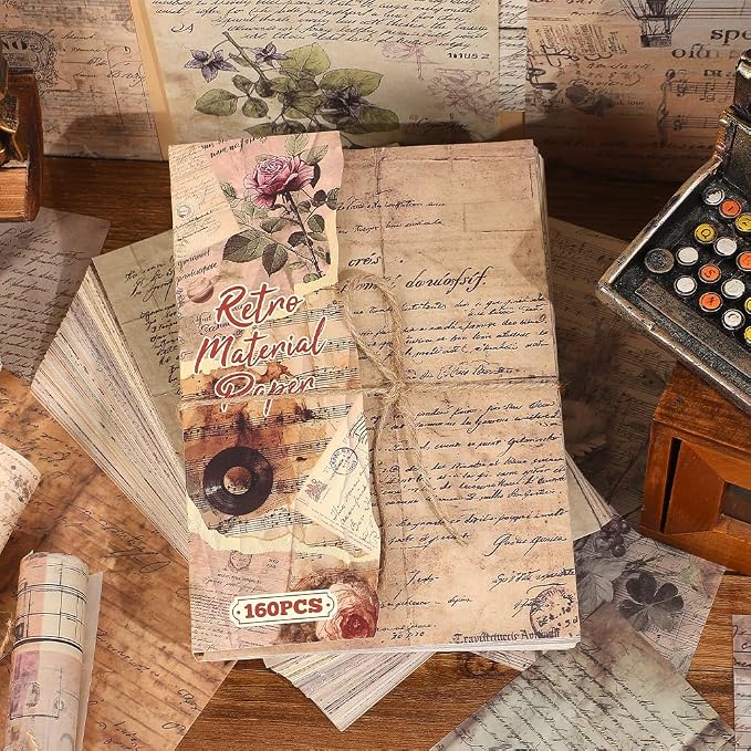 icceemee 160 Sheets of Retro Manuscript Scrapbook Paper, journaling Scrapbook - Image 6