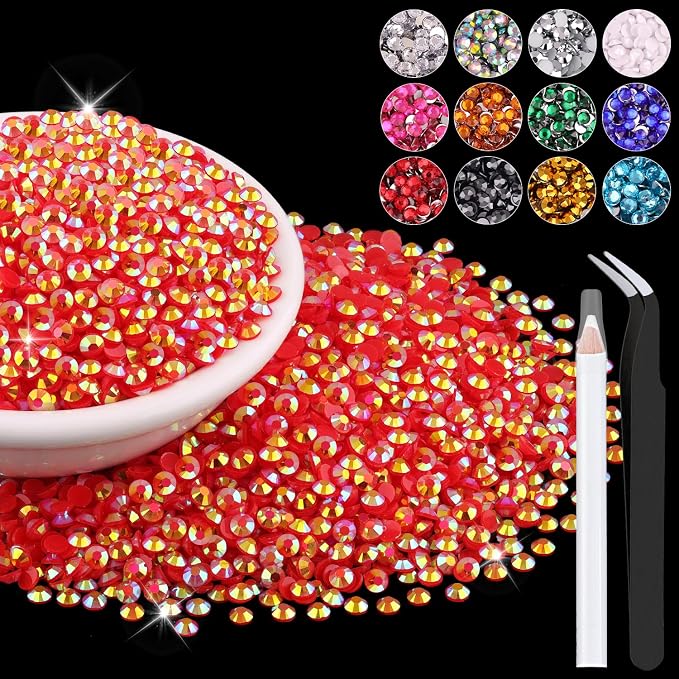 8000PCS 3mm Resin Jelly Rhinestones in Bulk, Bedazzling Flatback Crystals by BELLEBOOST