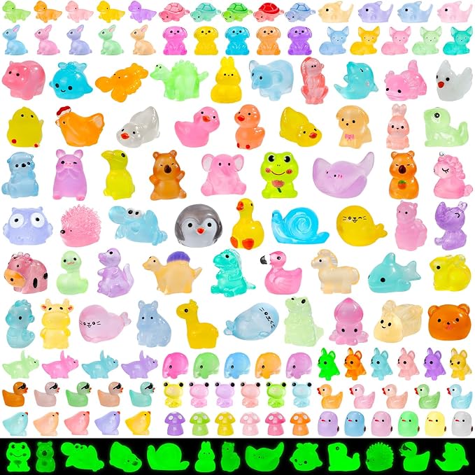 180pcs Luminous Mini Resin Animals Colorful Tiny Small Little Glow in the Dark by ywevyezc