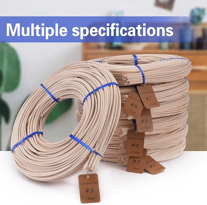VFULIE 5PCS Basket Round Reeds #5 2.75mm 1-Pound Coil Basket Weaving Canes - Image 6