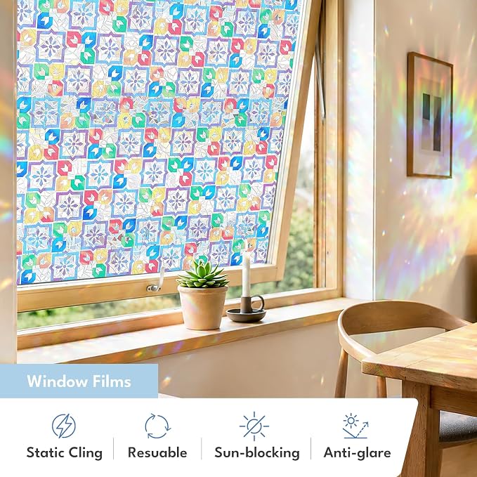 ADD.HERES Window Privacy Film, Stained Glass Decorative Static Cling, Removable - Image 3