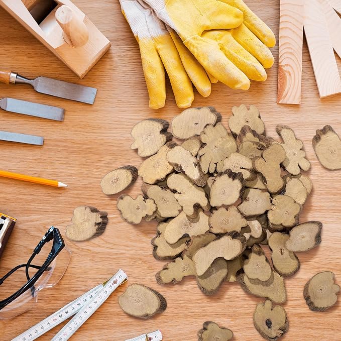 Gerrii 90 Pcs Irregular Wood Slices - Image 4