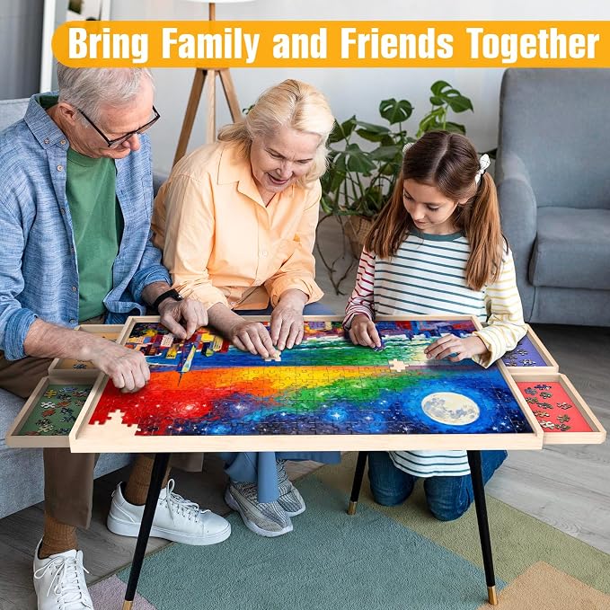 1000 Piece Puzzle Board with Drawers Rotatable 360-Degree Wheels and Cover 30" - Image 6