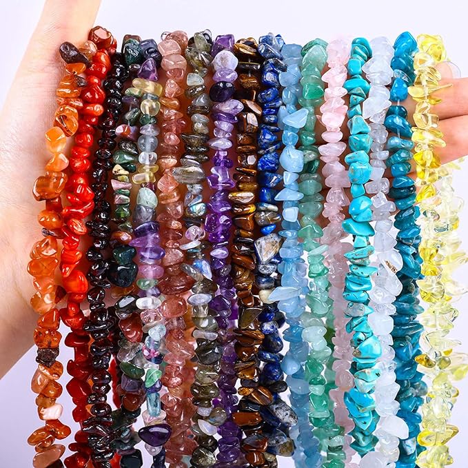 200pcs Natural Chip Stone Beads Gemstone Healing Crystal Loose Rocks Bead | - Image 5