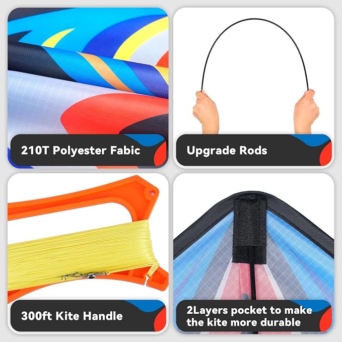 Kite, Large Delta Kites for Kids and Adults, Durable Multifunctional Beach Kite - Image 3