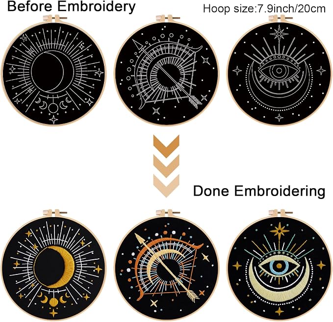 Louise Maelys 3 Set Tarot Moon Embroidery Kits - Image 3