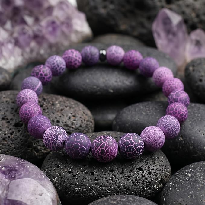 48pcs Natural Matte Purple Oxidized Gemstone Beads，8mm Frosted Round Loose - Image 4