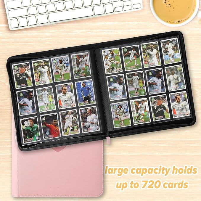 12 Pocket Ringless Side Loading Trading Card Binder, 720 Cards PU Fixed Page - Image 6