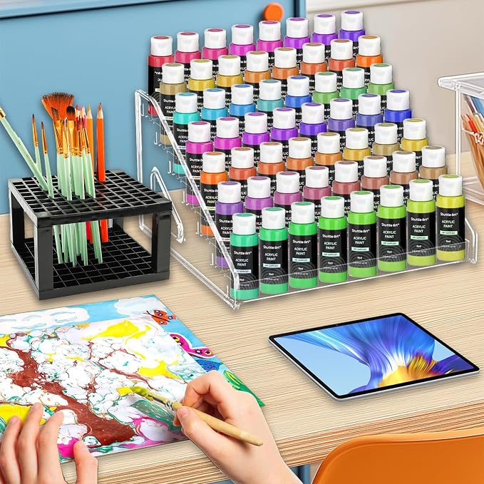 7-Layer Clear Acrylic Paint Holder Storage & Brush Organizer | Easy Assemble - Image 5