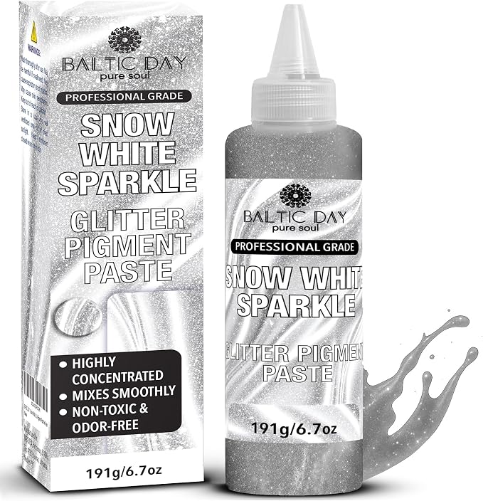 Snow White Sparkle Epoxy Pigment Paste XL – Ultra-Concentrated Opaque White by BALTICDAYpuresoul