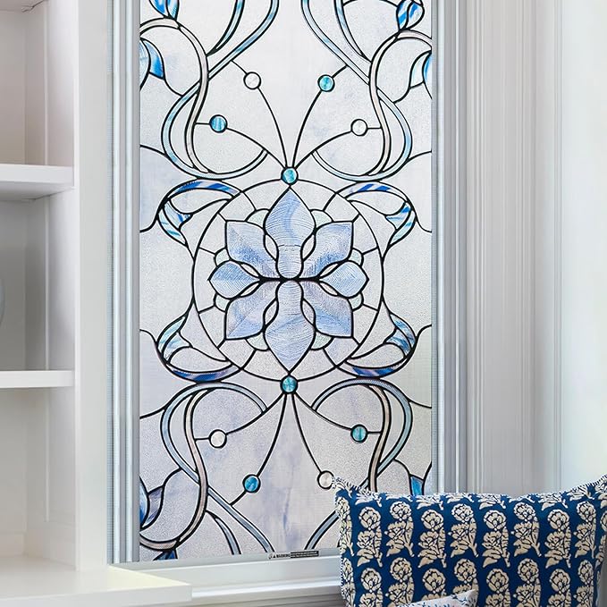 OHTMERU 3D Stained Glass Window Privacy Film, Heat Control UV Blocking Static by OHTMERU