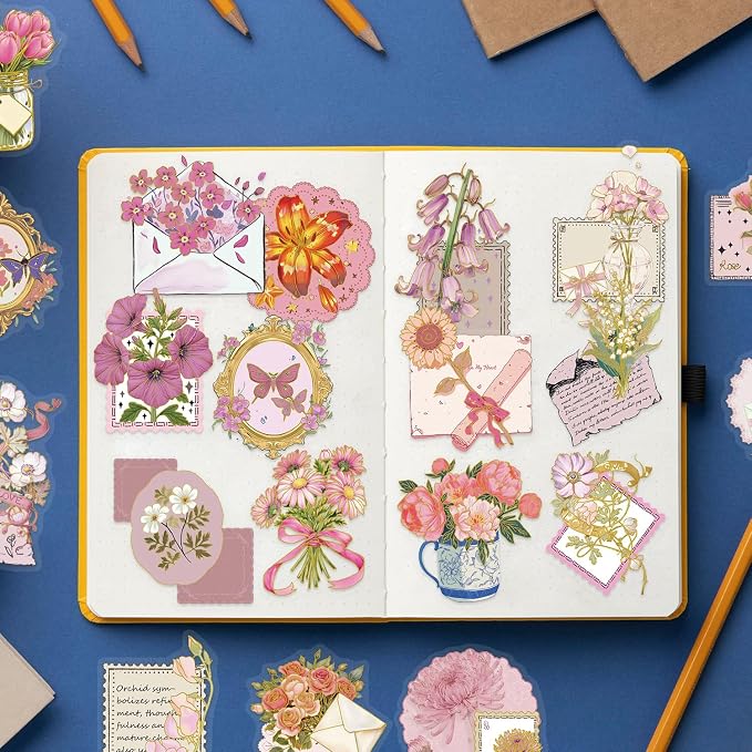50 PCS Gold Stamp Stickers for Scrapbooking Journaling Junk Journal Scrapbook - Image 4