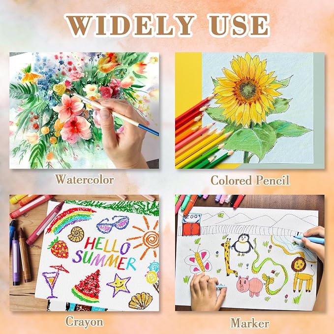 Watercolor Paper Pad, 8x10 140lb/300g Water Color Paper, 20 Sheets Cold Press - Image 6