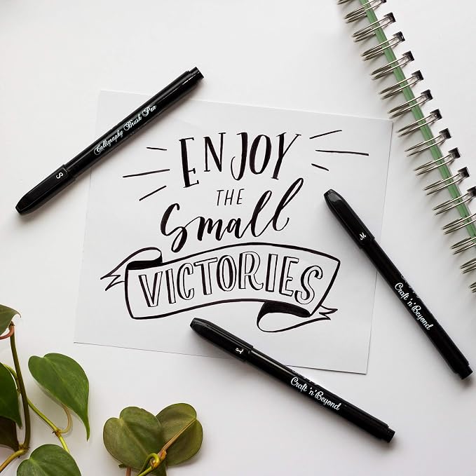 Craft 'n' Beyond Calligraphy Brush Pens Pack of 3 Small, Medium and Large - Image 3
