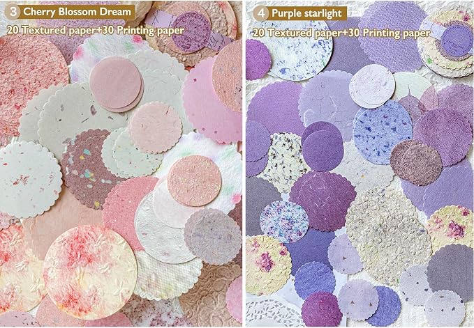 300Pcs Scrapbook Supplies Kit, Round Edge Colorful Textured Embossed Rice - Image 3