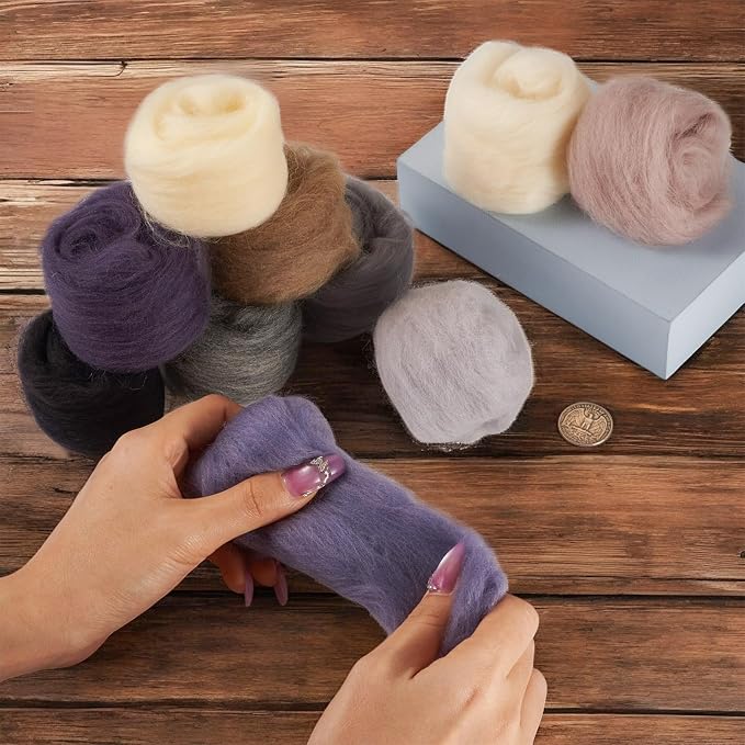 FASHEWELRY 1.76 OZ Needle Felting Wool Roving Black White Gray Nature Wool - Image 6