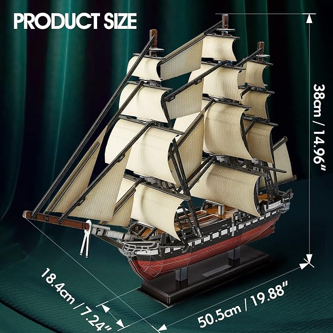 CubicFun 3D Ship Puzzles for USS Constitution Sailing Boat Models for Adults - Image 6