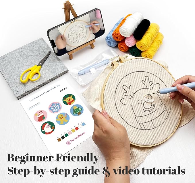 Christmas Punch Needle Kit for Adults Beginners, Easy Punch Embroidery Coaster - Image 4