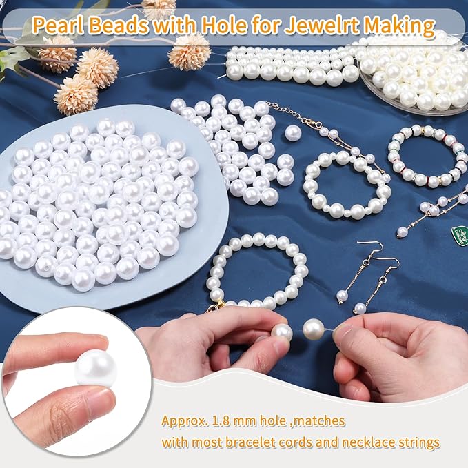 150pcs Blue 12mm Pearl Beads - Image 3