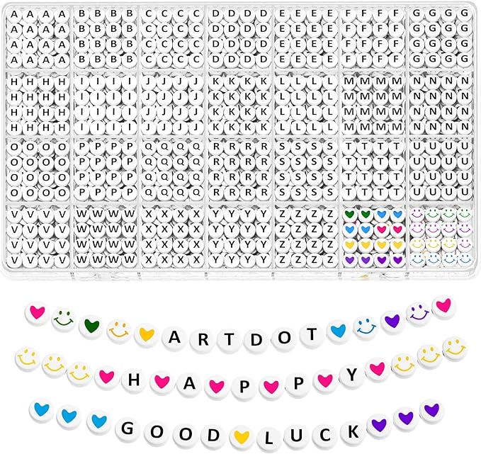ARTDOT 1400 PCS Letter Beads for Jewelry Making Kit, 28 Styles Alphabet Beads by ARTDOT