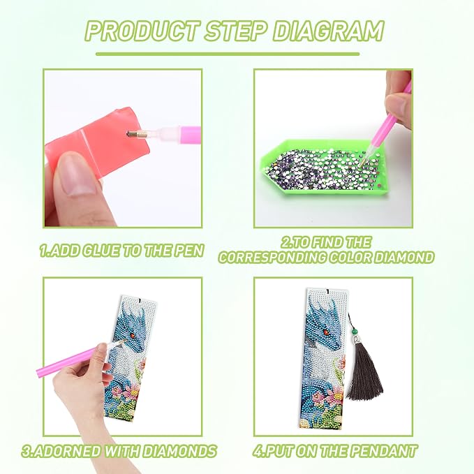 Dragon Diamond Art Bookmarks Kit: 8 Pcs Diamond Painting Bookmark - Image 5
