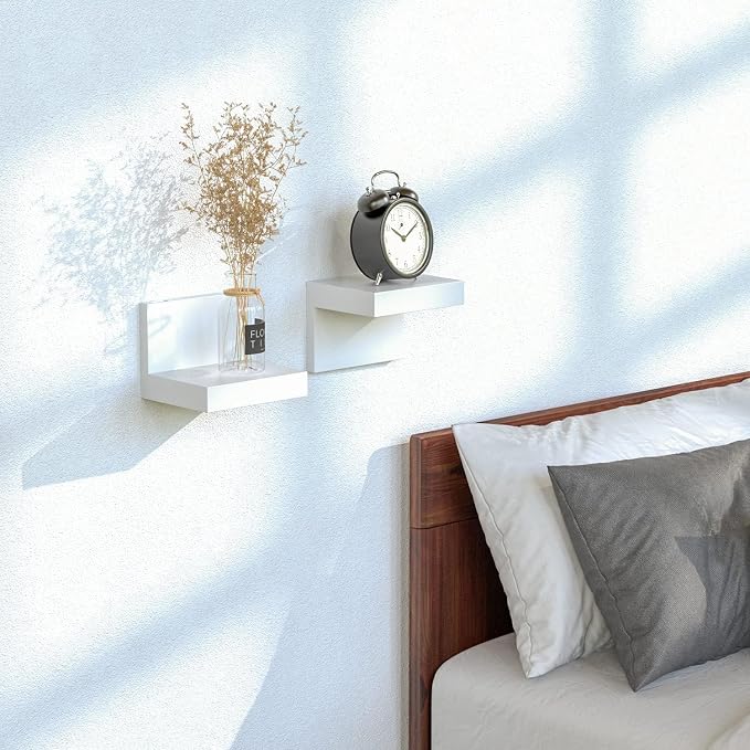 RICHER HOUSE 3-Set Small Floating Wall Shelf, No Drill Bathroom Shelf White | - Image 2